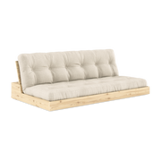Sofá cama de pino natural laqueado con colchón de lino 196x110x72 cm Base - Karup Design