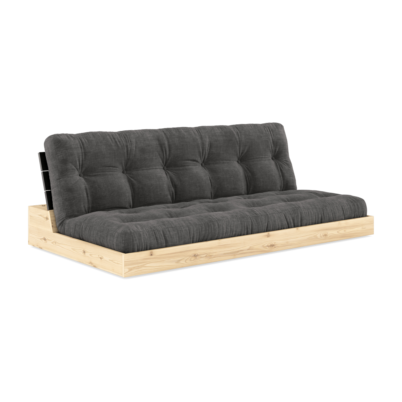 Convertible sofa in lacquered pine with black back and anthracite mattress 196x110x72 cm Base - Karup Design