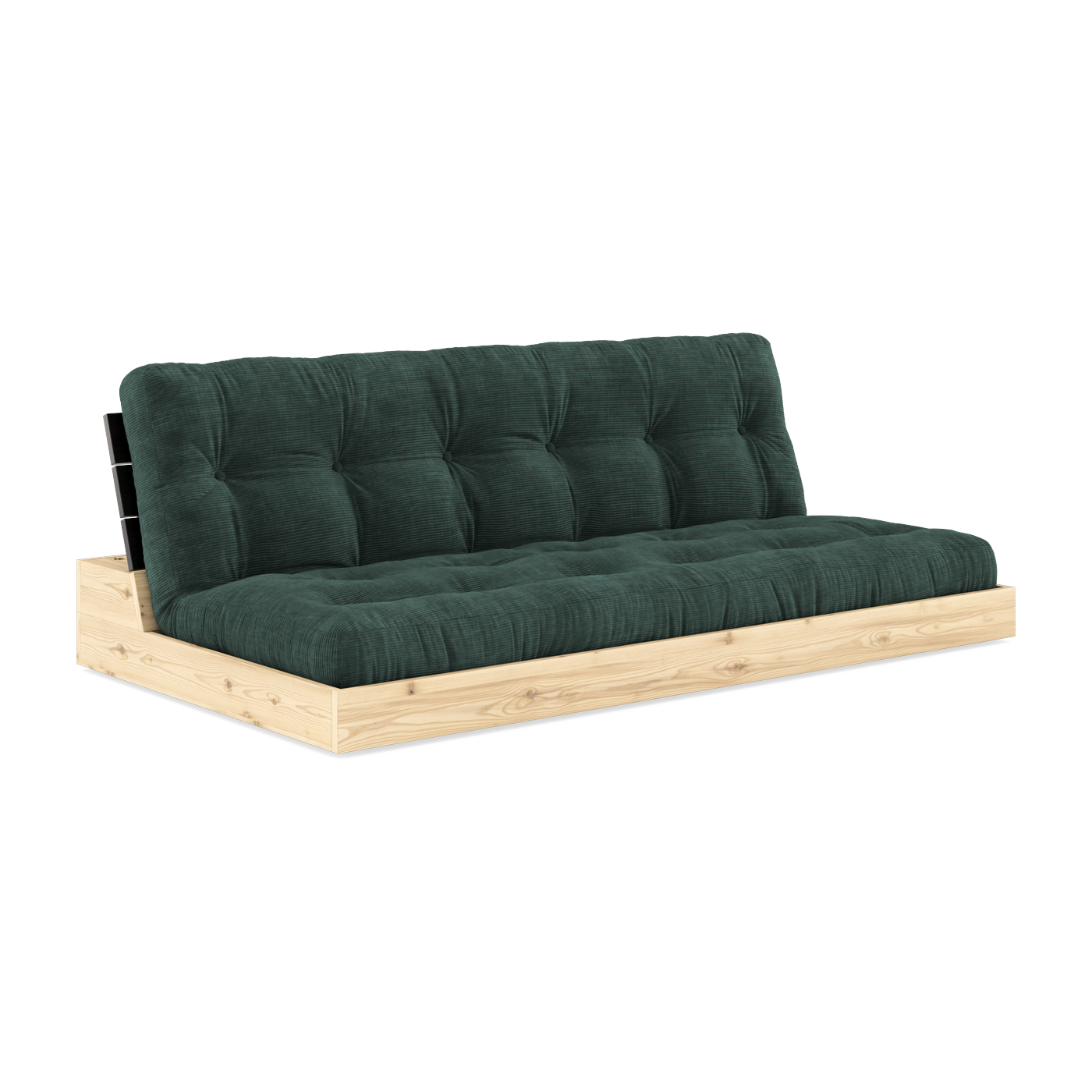 Convertible sofa in lacquered pine with black back and seaweed mattress 196x110x72 cm Base - Karup Design