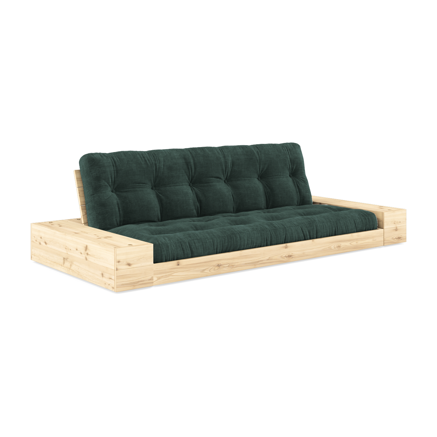 أريكة قابلة للتحويل مع تخزين من خشب الصنوبر وفراش أعشاب بحرية 244x110x72 سم Base - Karup Design