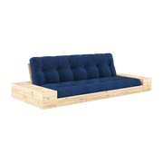 Sofá cama con almacenaje de pino y colchón azul real 244x110x72 cm Base - Karup Design