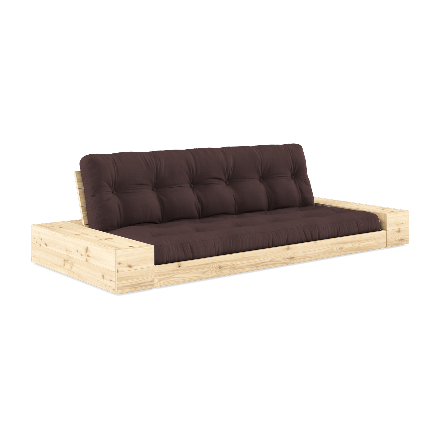 Umbaubares Sofa mit Stauraum aus Kiefernholz und brauner Matratze 244x110x72 cm. Base - Karup Design