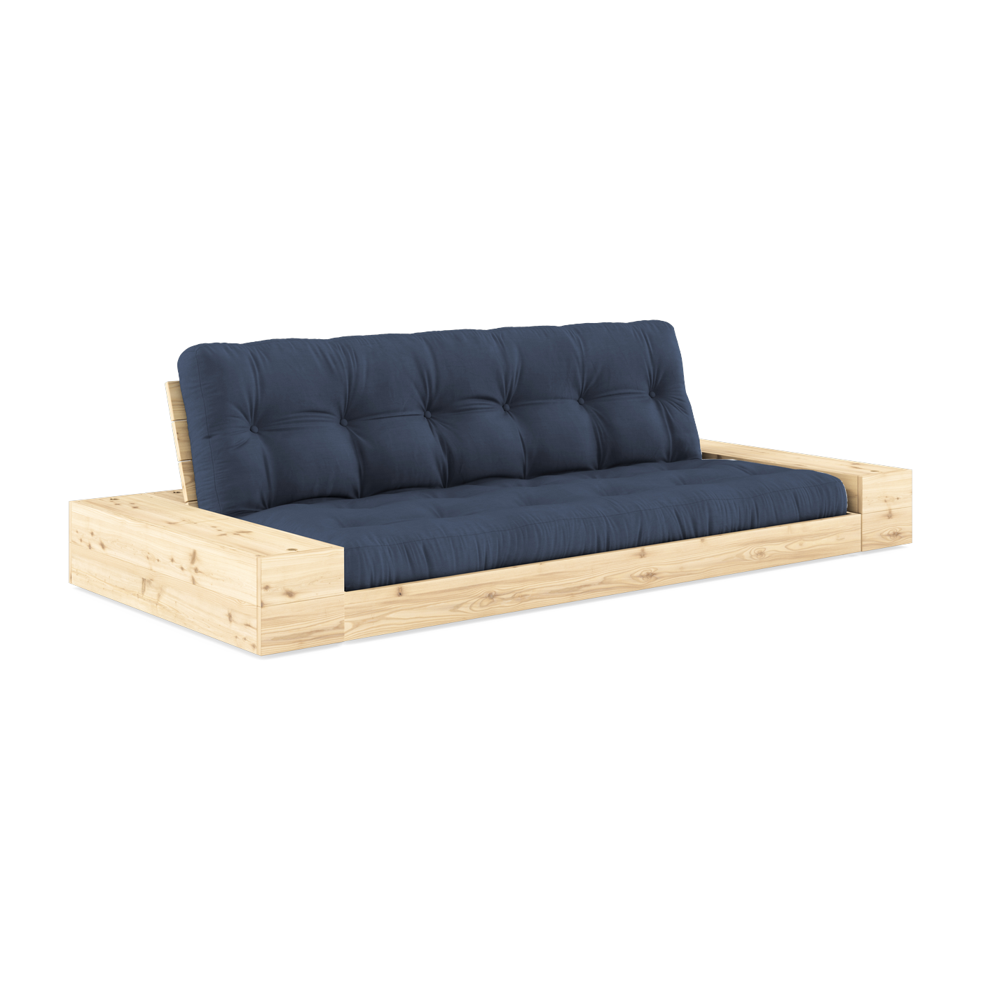 Convertible sofa with pine storage and navy blue mattress 244x110x72 cm Base - Karup Design