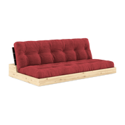 Convertible sofa in lacquered pine with black back and ruby red mattress 196x110x72cm Base - Karup Design