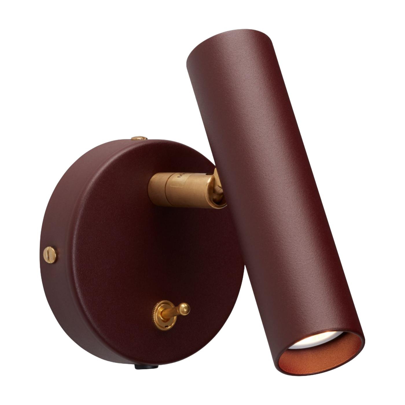 Dark red metal wall light with black cable Slender - Belid
