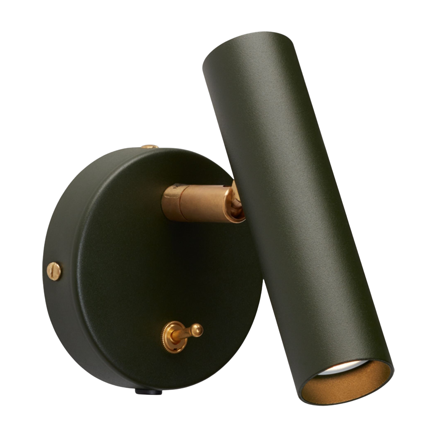 Slender bottle green metal and black cable wall light - Belid