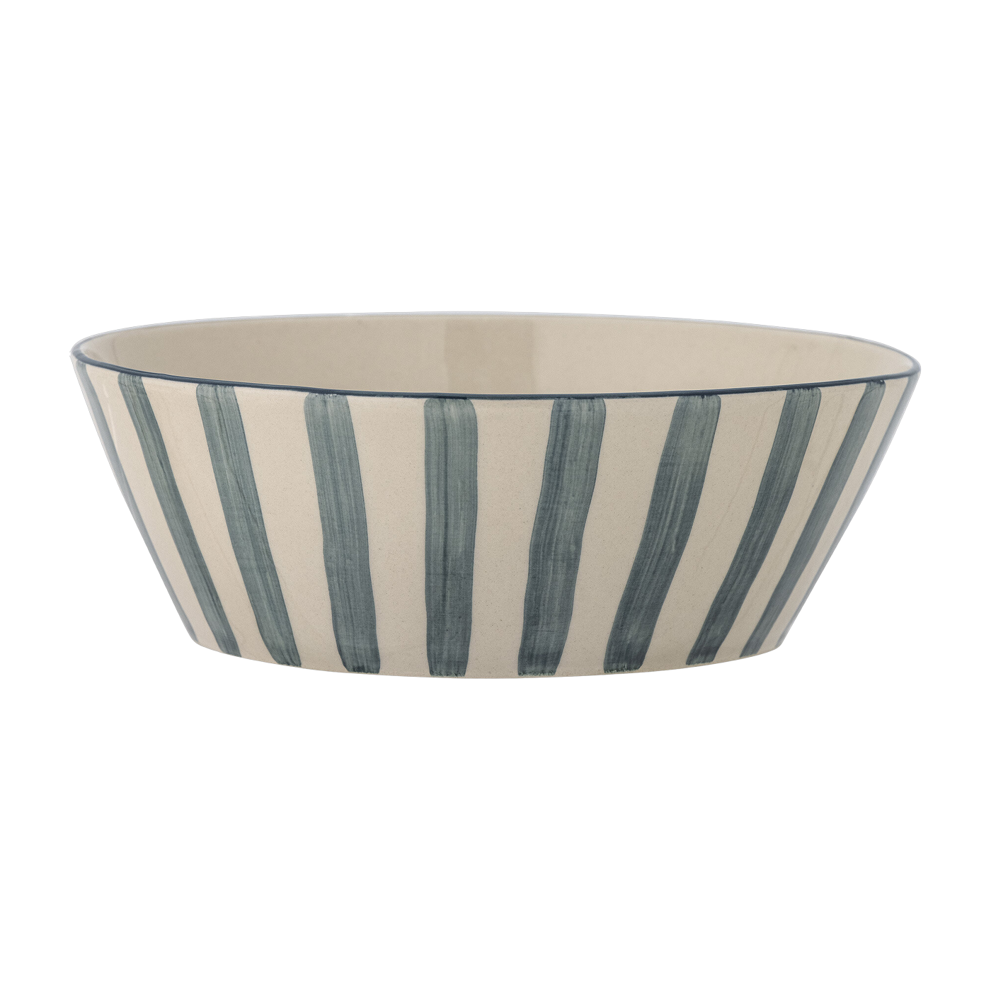 Begonia green striped stoneware bowl - Bloomingville