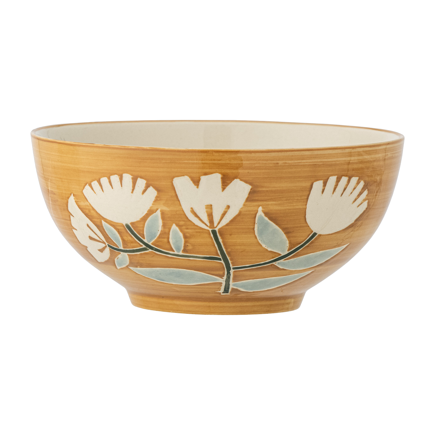 Tangier stoneware bowl with orange flowers - Bloomingville