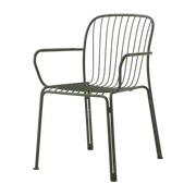 Chaise de jardin empilable avec accoudoires en acier vert bronze Thorvald SC95 - &tradition