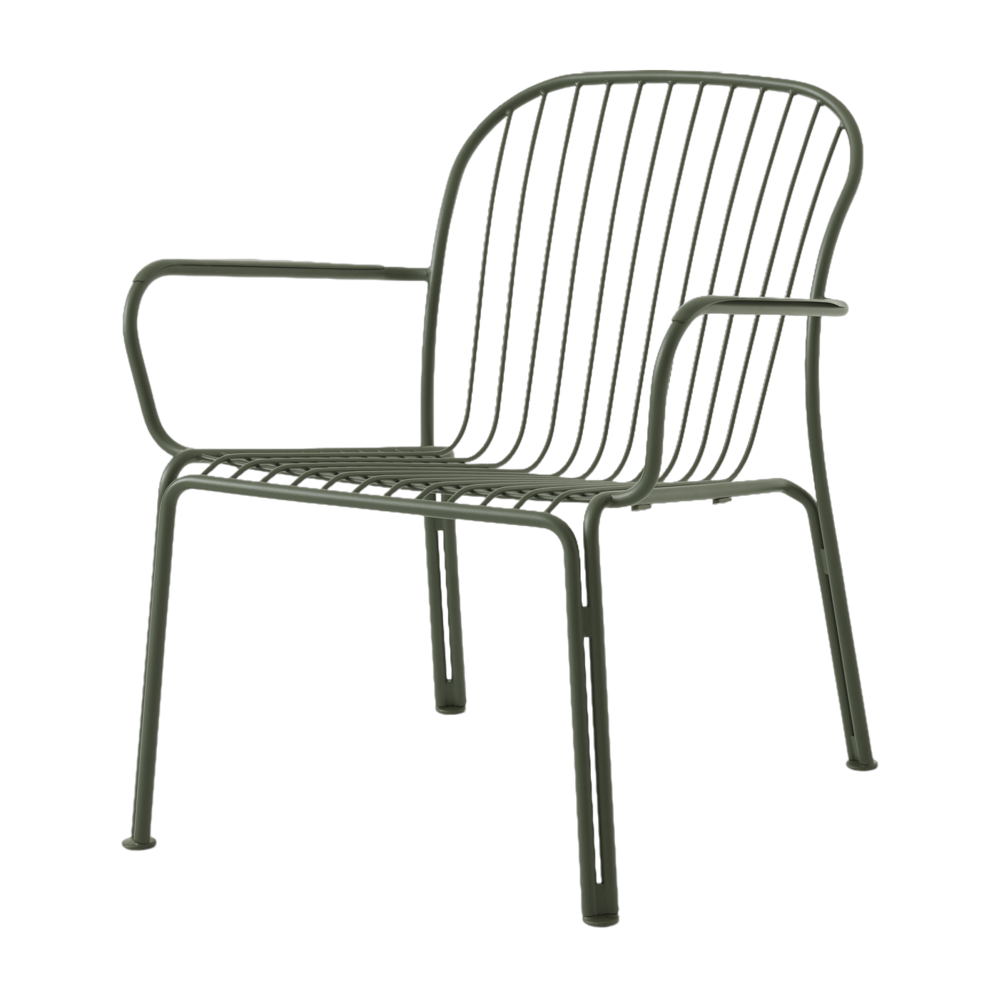 Silla de jardín ancha con reposabrazos de acero bronce verde Thorvald SC101 - &tradición