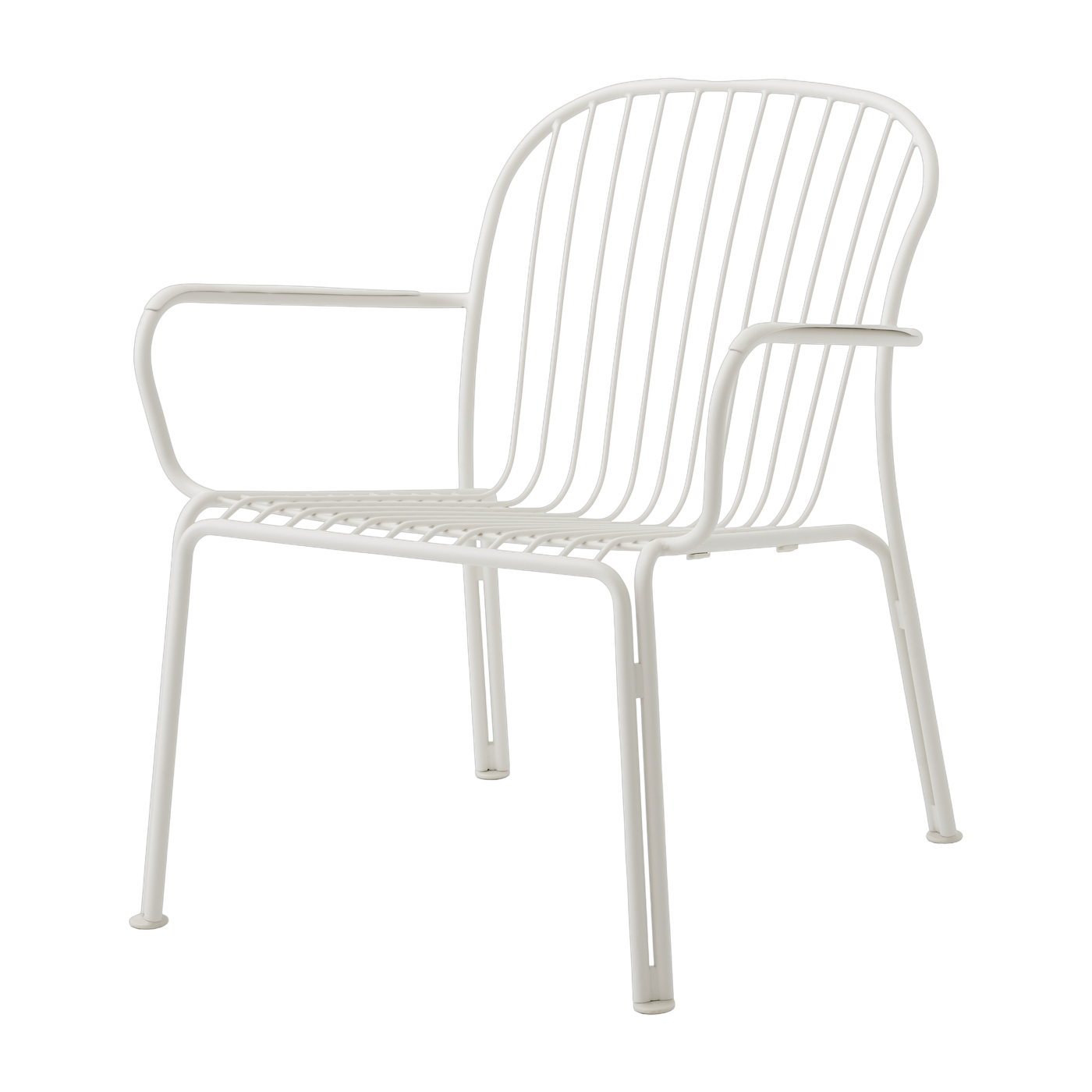 Silla de jardín ancha con reposabrazos de acero marfil Thorvald SC101 - &tradición