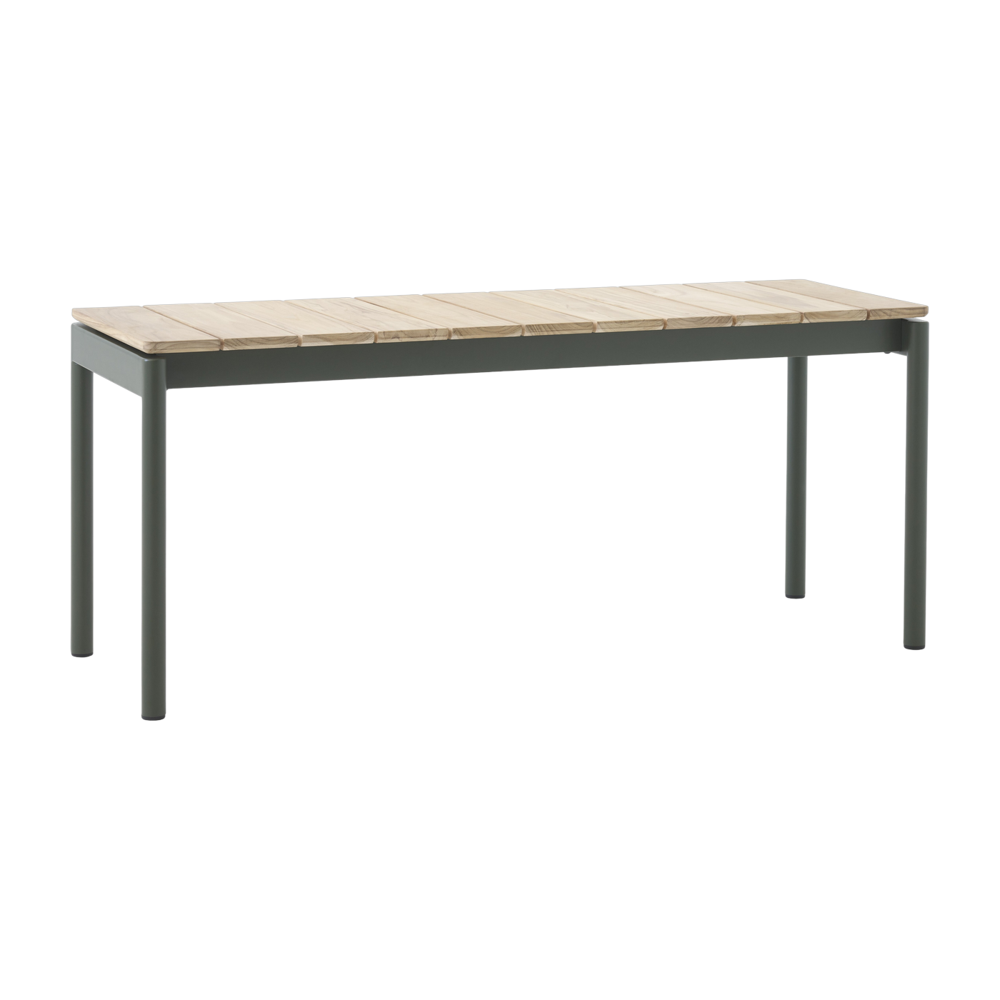 Ville AV27 steel and teak bench, green bronze, 110 cm - &tradition