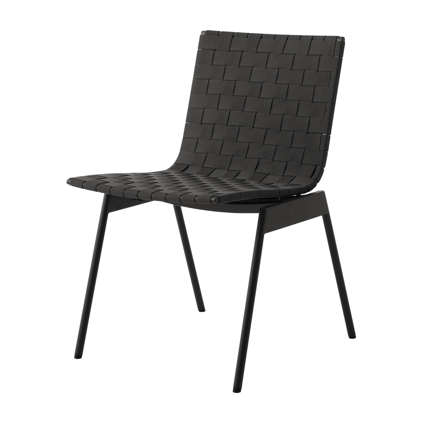 Ville AV33 outdoor stacking chair in steel and warm black fabric - &Tradition