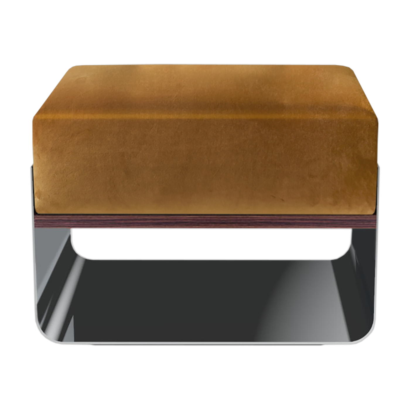 Taburete bajo de terciopelo color miel y acero inoxidable 53x38x36cm Stellar - RED Edition