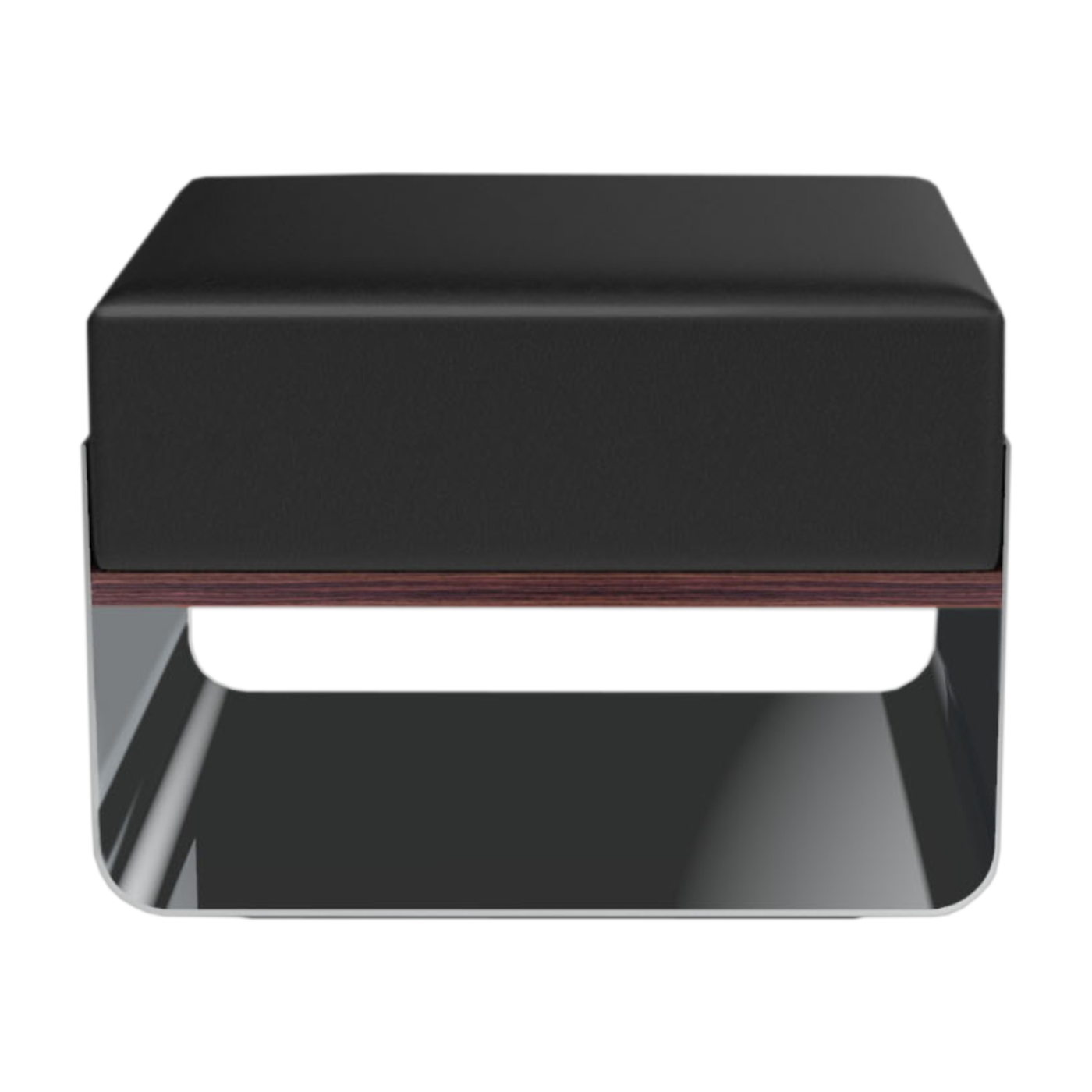 Low stool in black leather and stainless steel 53x38x36cm Stellar - RED Edition