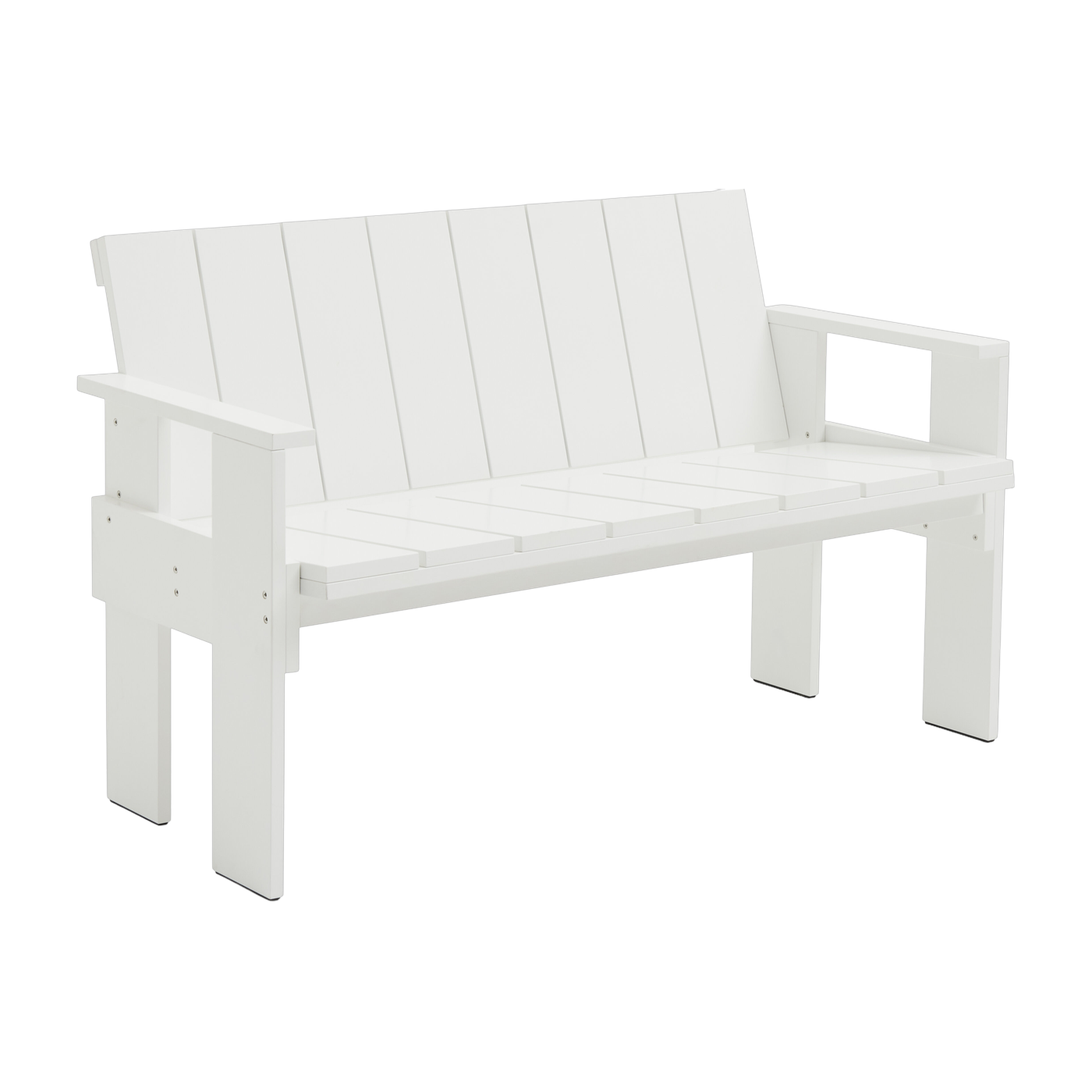 Outdoor bench in white lacquered pine Crate - Hay