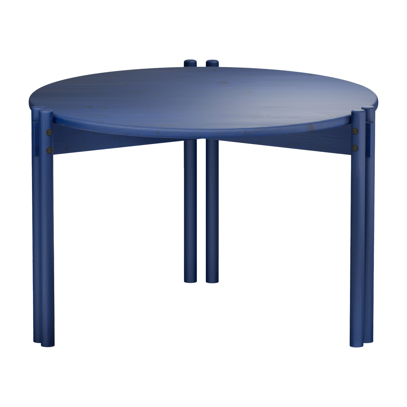 Table basse ronde en pin bleu cobalt 60x40cm Sticks - Karup Design