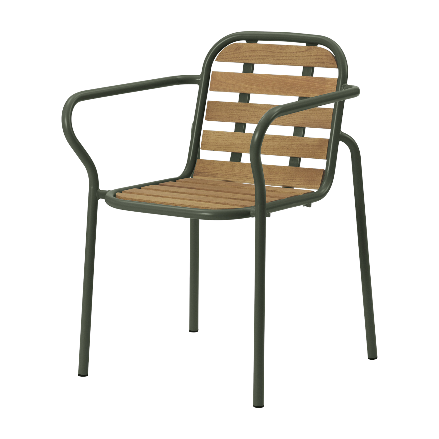 Sedia da giardino con braccioli in acciaio e legno verde scuro Vig Robinia - Normann Copenhagen