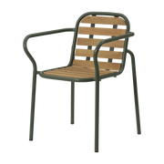 Sedia da giardino con braccioli in acciaio e legno verde scuro Vig Robinia - Normann Copenhagen