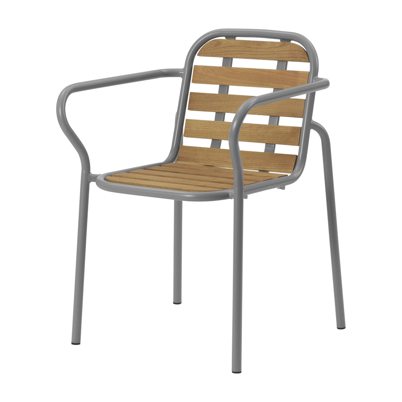 Sedia da giardino con braccioli in acciaio e legno grigio Vig Robinia - Normann Copenhagen