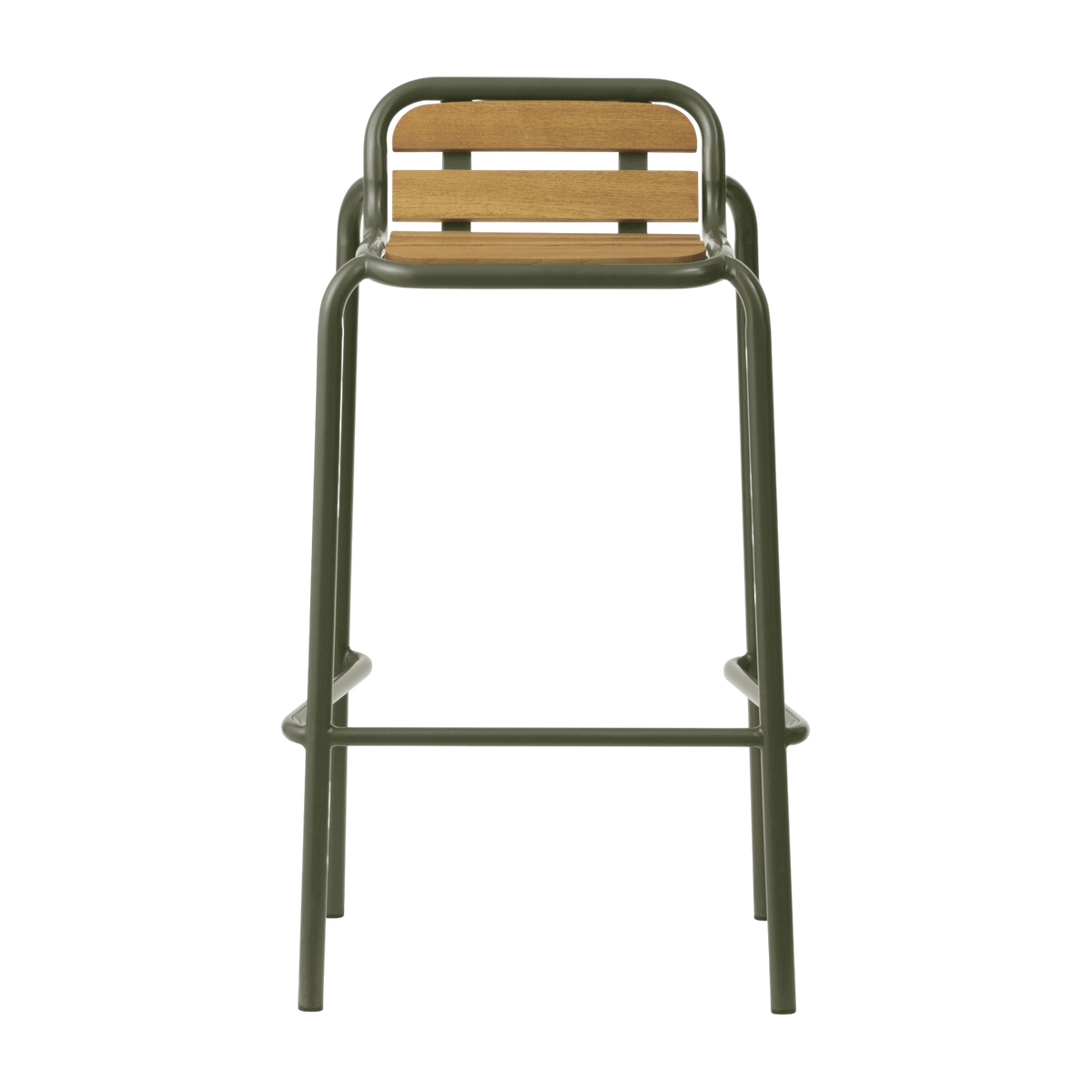 Taburete de bar de acero y madera verde oscuro 75cm Vig Robinia - Normann Copenhagen
