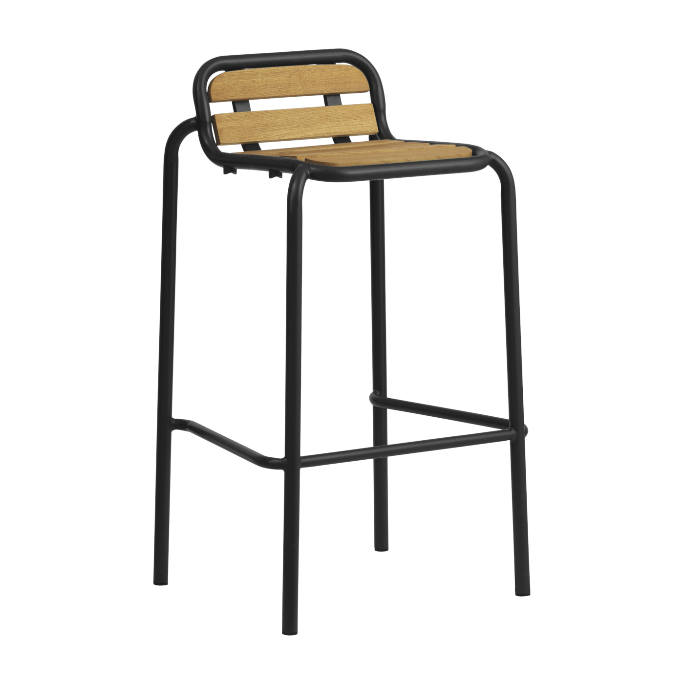 Taburete de bar de acero y madera negra 75cm Vig Robinia - Normann Copenhagen