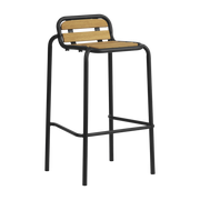 Taburete de bar de acero y madera negra 75cm Vig Robinia - Normann Copenhagen