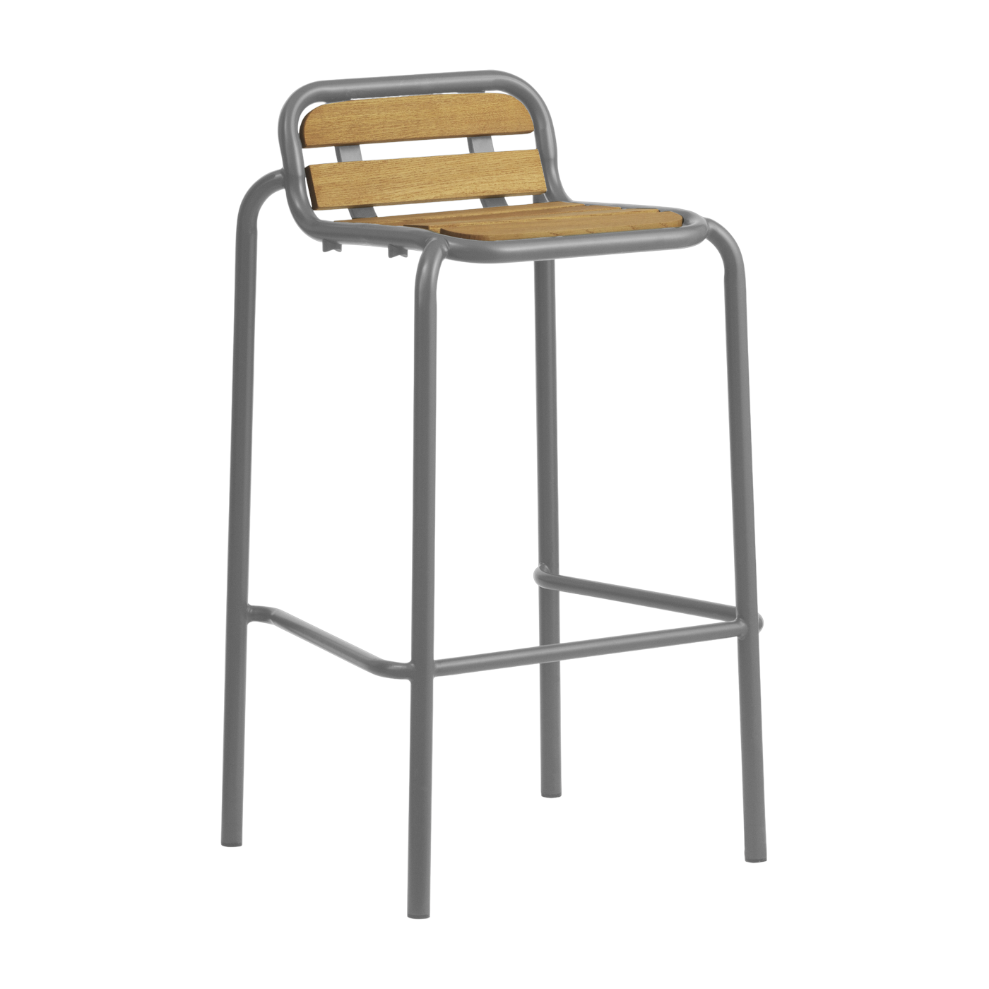 Taburete de bar de acero y madera gris 75cm Vig Robinia - Normann Copenhagen