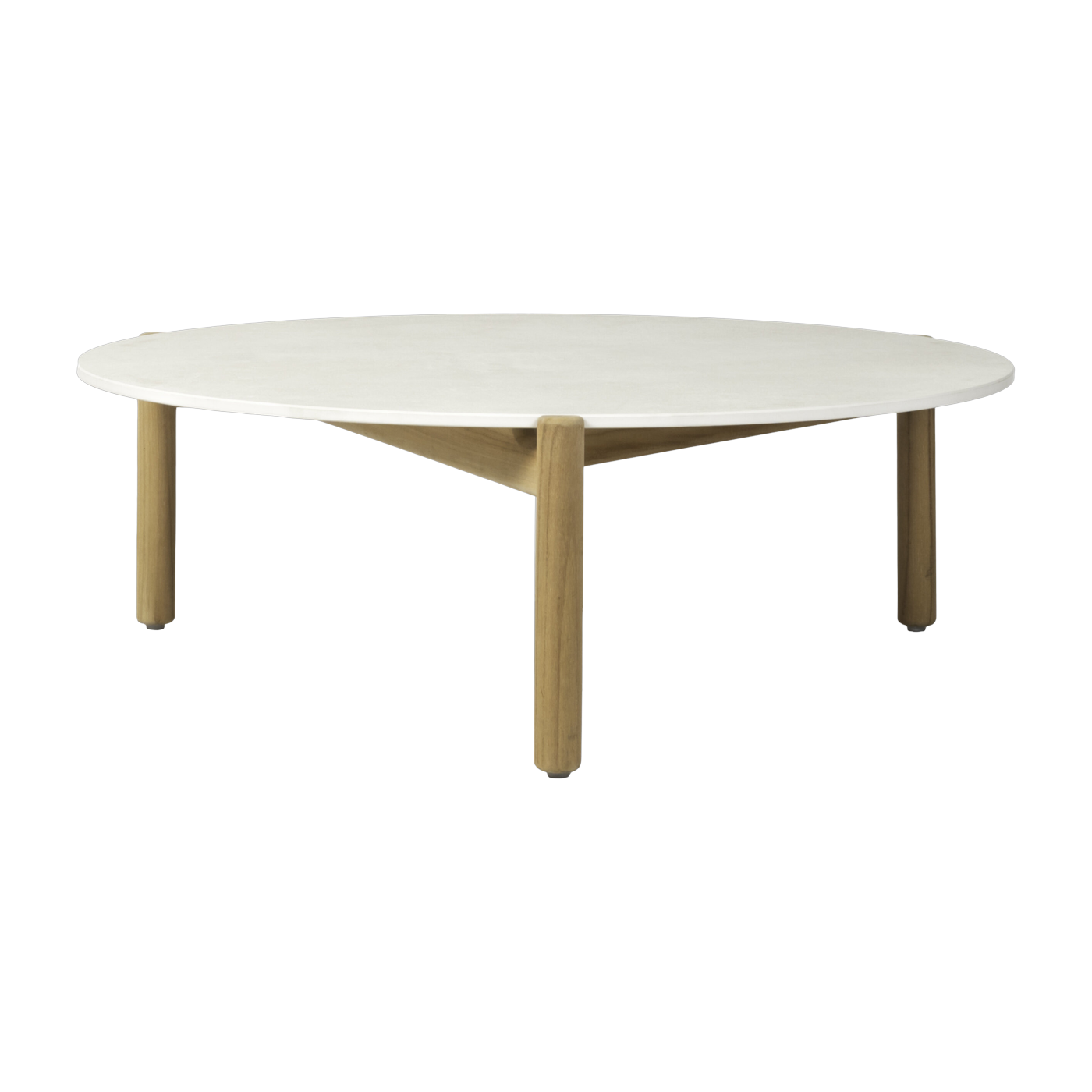 ronde mesa de jardín de teca y cerámica portland blanca 90 cm Oda - Vincent Sheppard