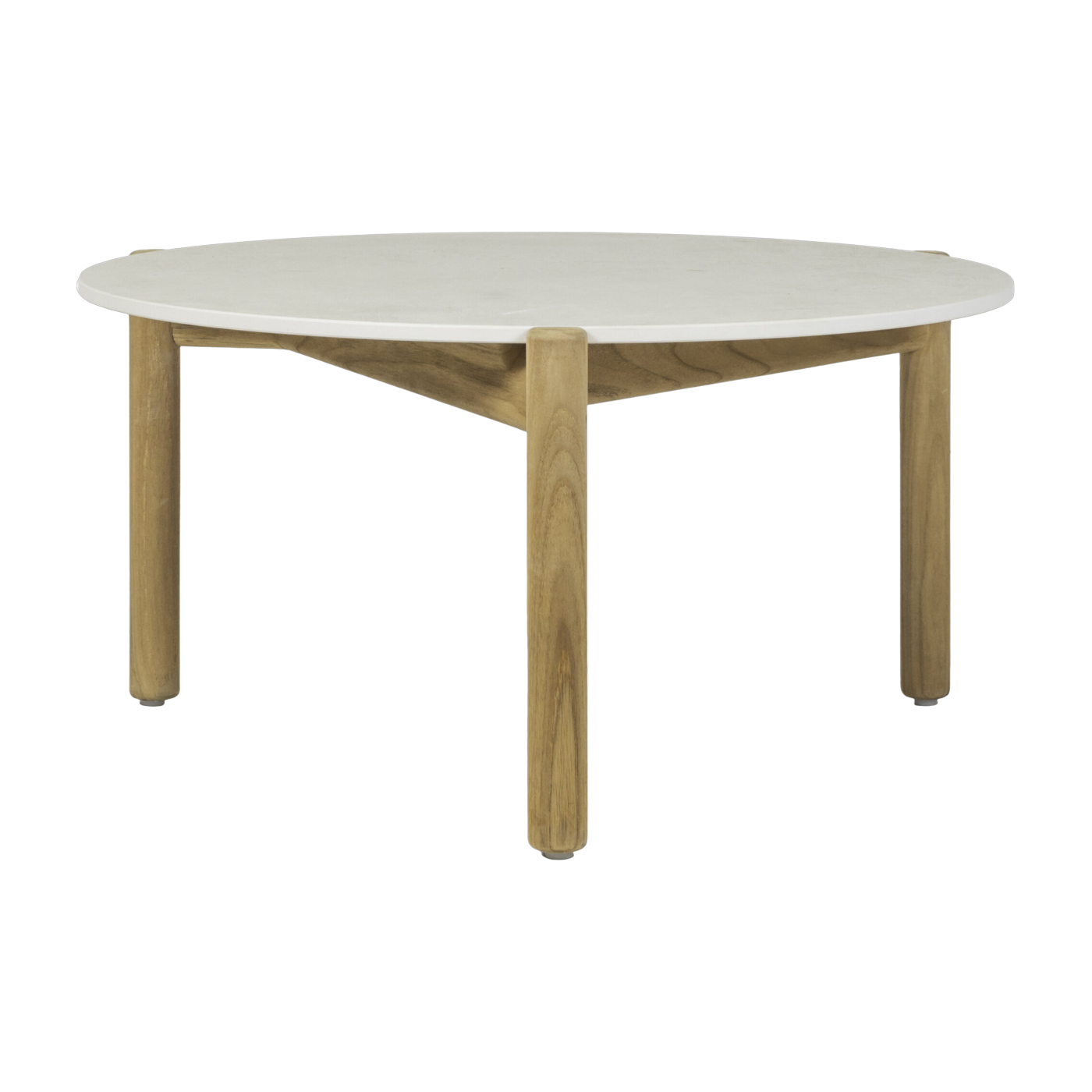 ronde mesa de jardín de teca y cerámica portland blanca 68 cm Oda - Vincent Sheppard