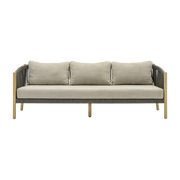 Divano lounge a 3 posti in teak e corda antracite Lento - Vincent Sheppard