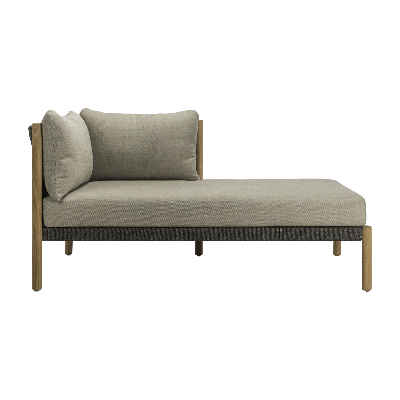 Chaise longue modular izquierda de teca y cordones antracita Lento - Vincent Sheppard