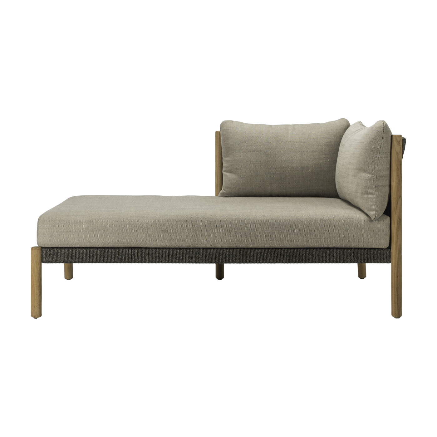 Chaise longue modular recta de teca y cordones antracita Lento - Vincent Sheppard