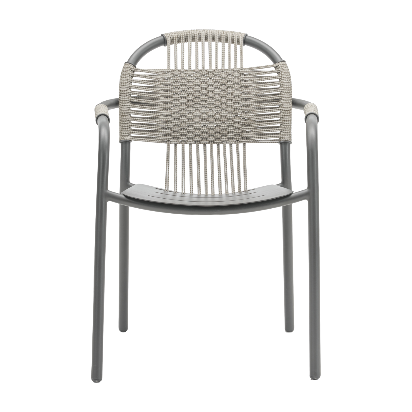 Chaise d'extérieur à accoudoirs en aluminium et cordes gris fossil Cleo - Vincent Sheppard