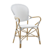 Chaise repas avec accoudoirs en aluminium noir et blanc Isabelle - Sika Design