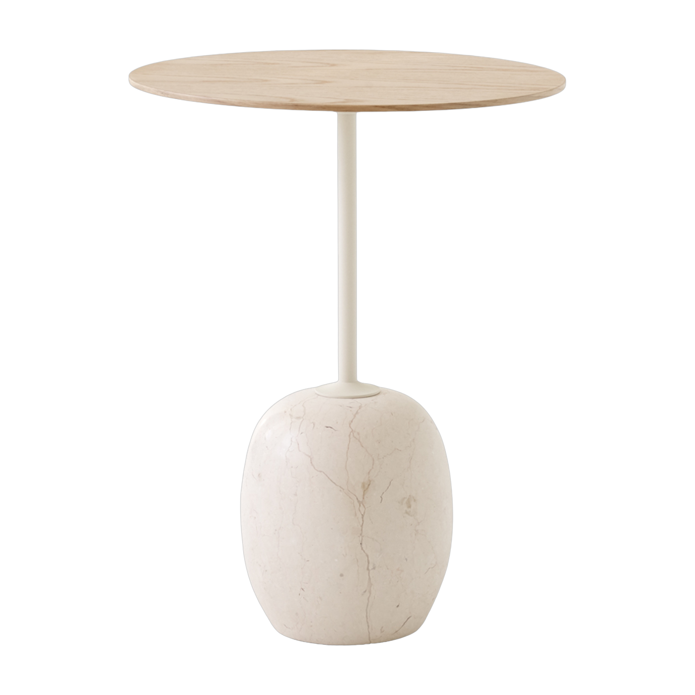 Mesa auxiliar ronde en mármol marfil y roble 40 cm Lato LN8 - &Tradition