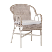 Sedia da giardino con braccioli in rotin con cuscino grigio Provenza - KOK