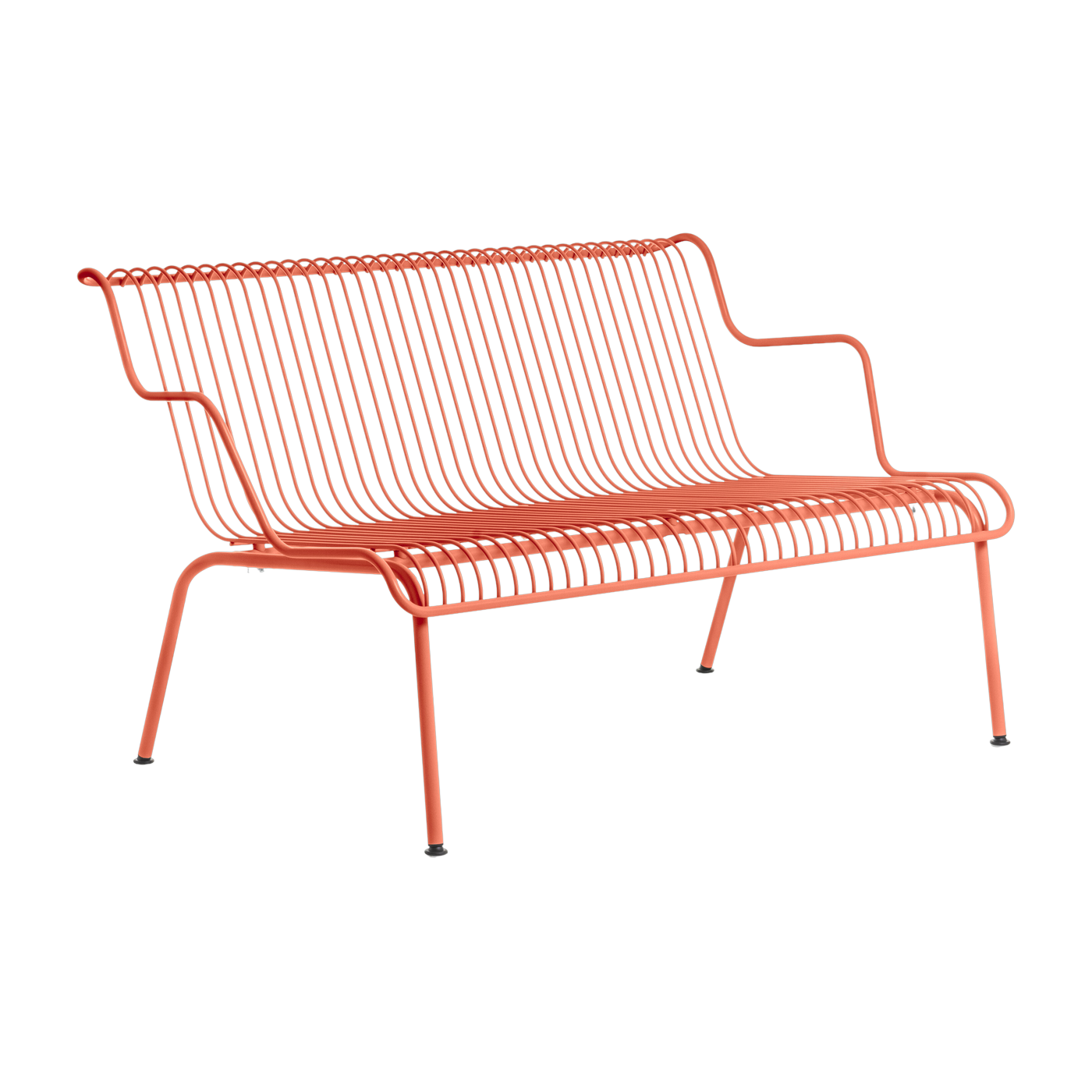 Low stacking outdoor bench in orange steel South - Magis