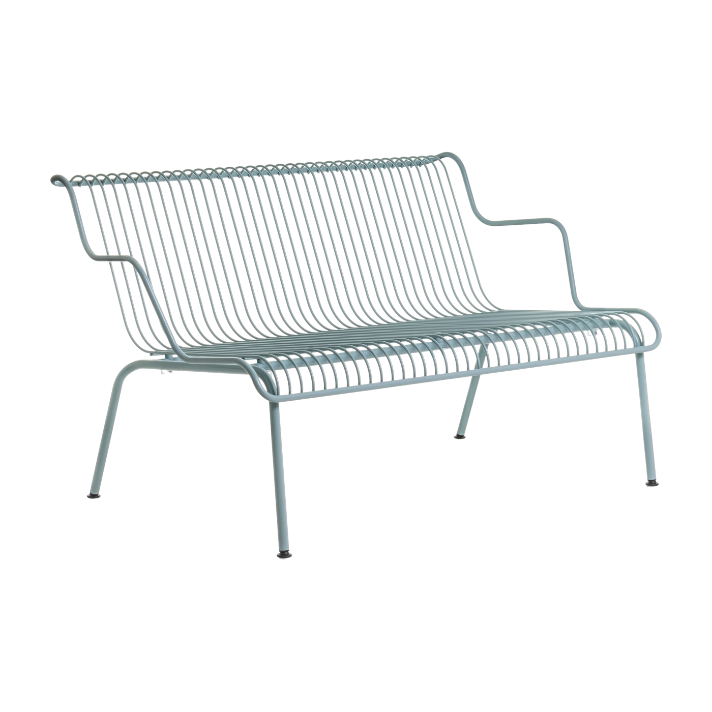 Low stacking outdoor bench in sky-blue steel South - Magis