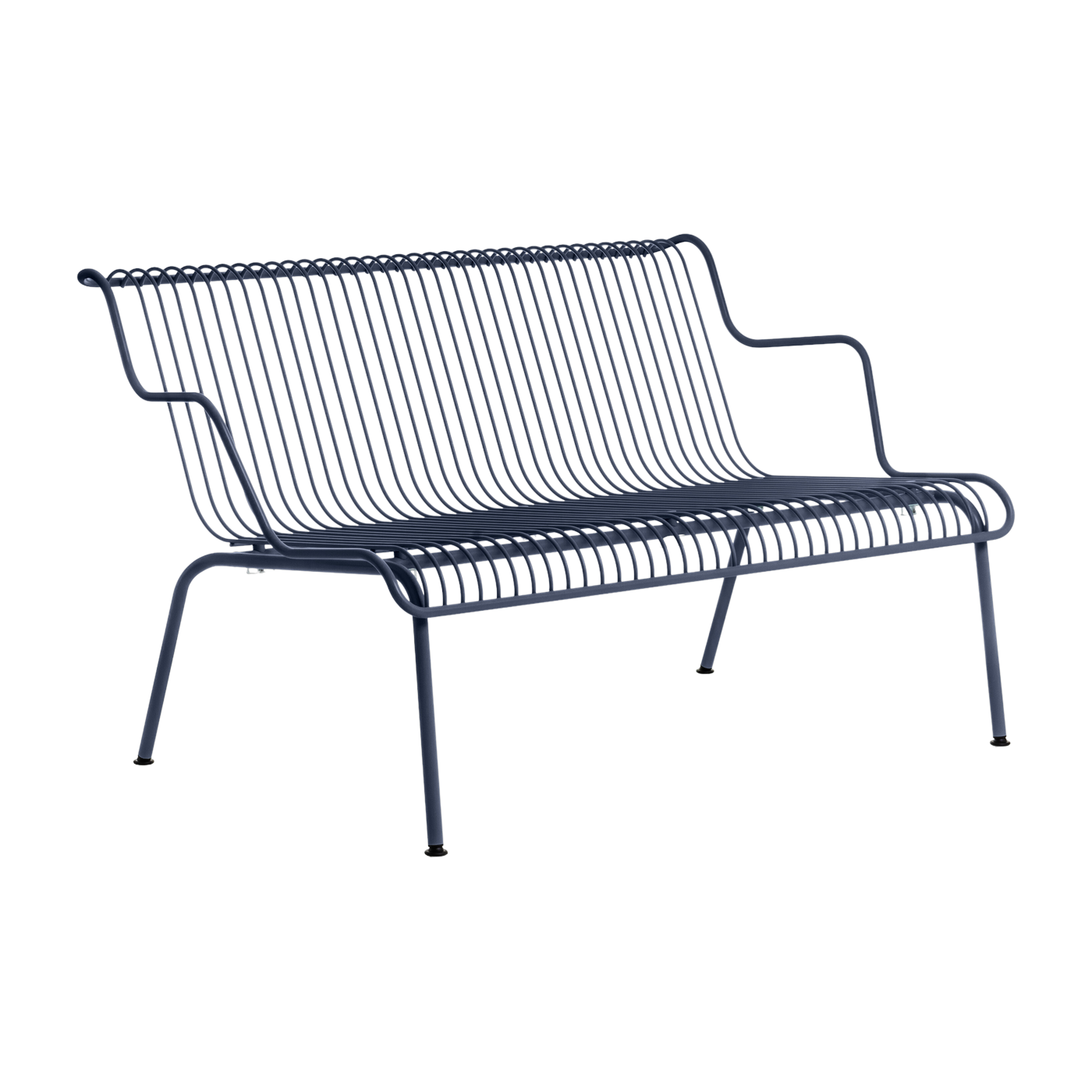 Low stacking outdoor bench in midnight-blue steel South - Magis