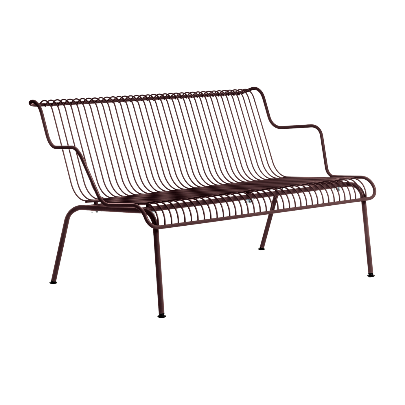 Low stacking outdoor bench in burgundy steel South - Magis