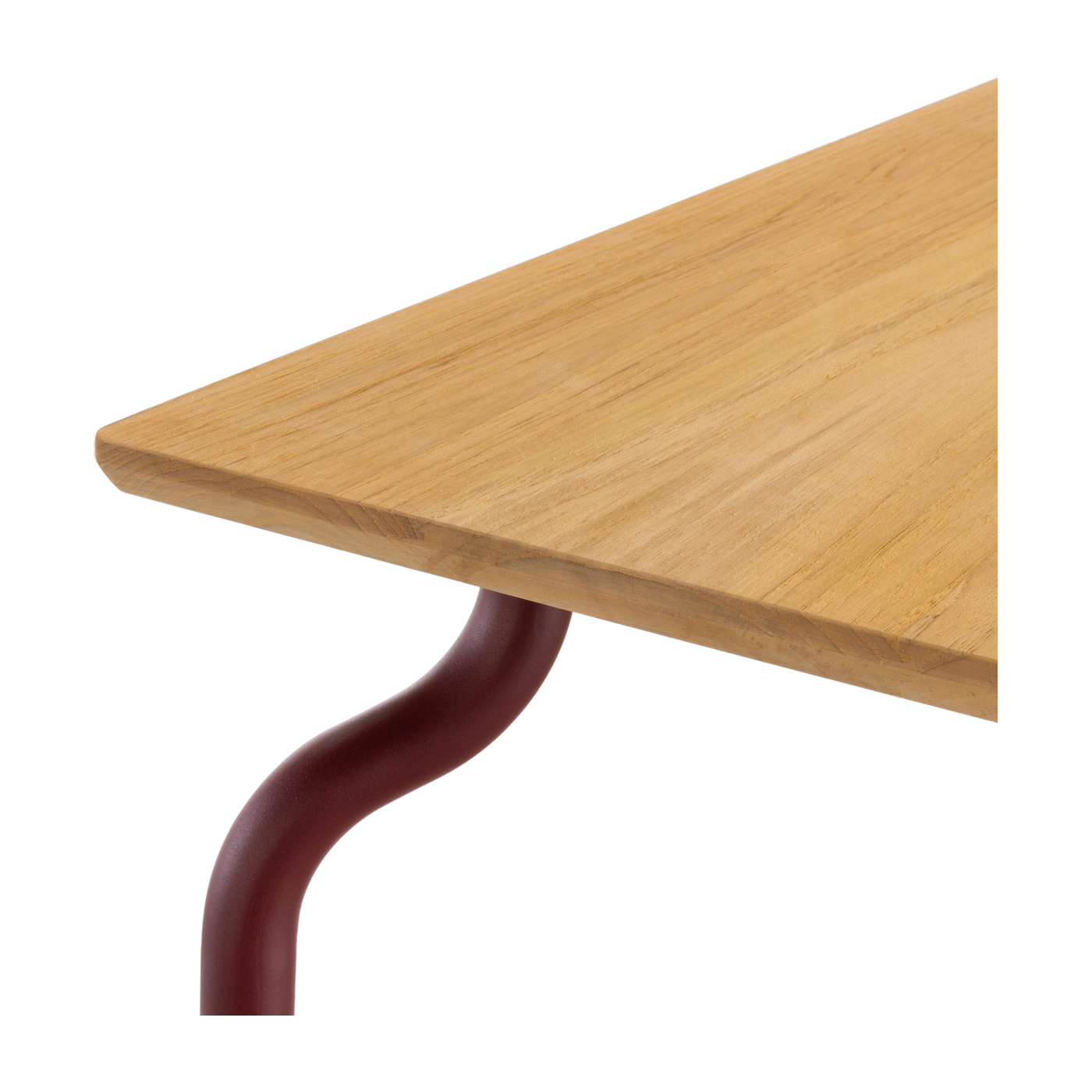 Outdoor coffee table in teak and burgundy steel 120x120cm South - Magis