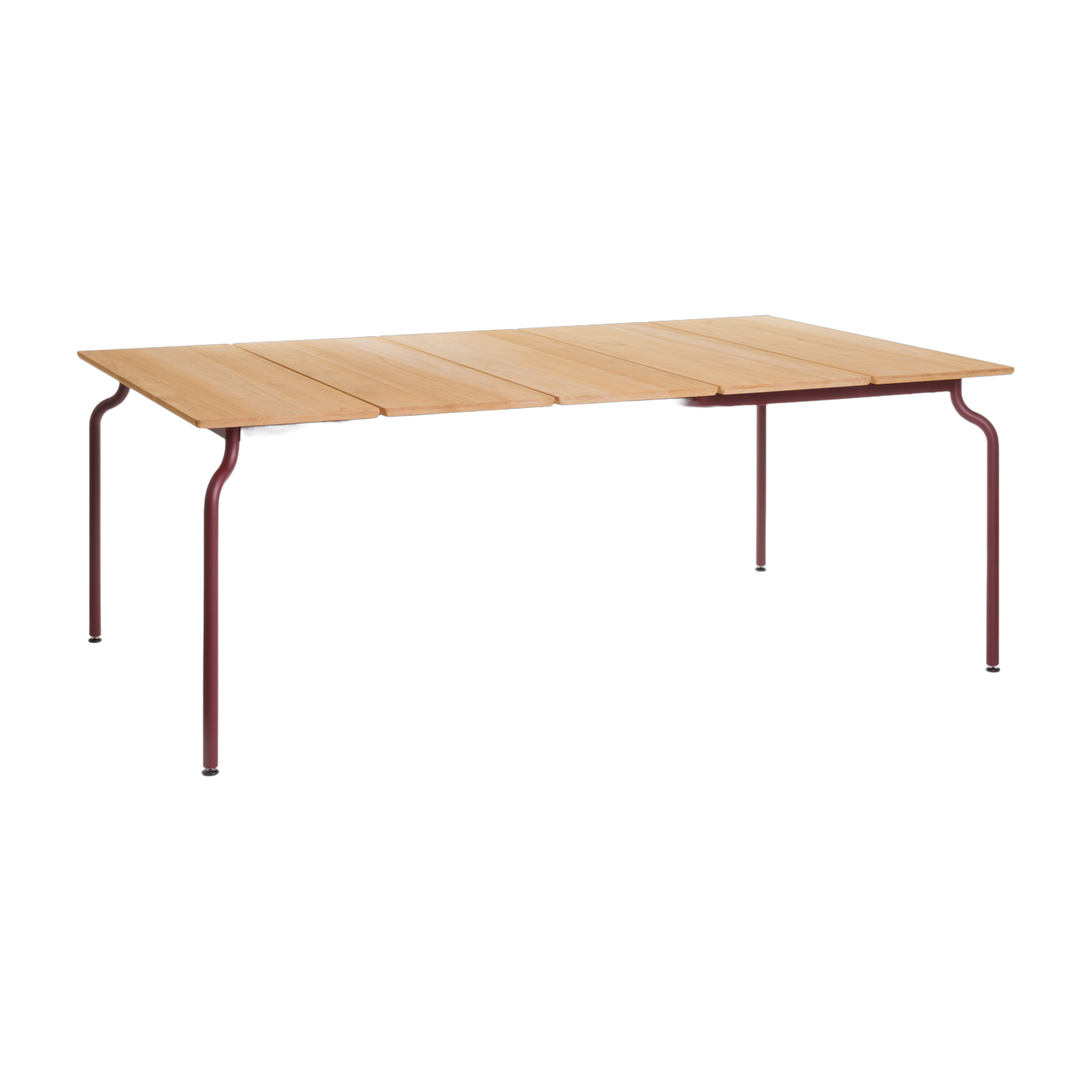 Outdoor dining table in teak and burgundy steel 200x120cm South - Magis