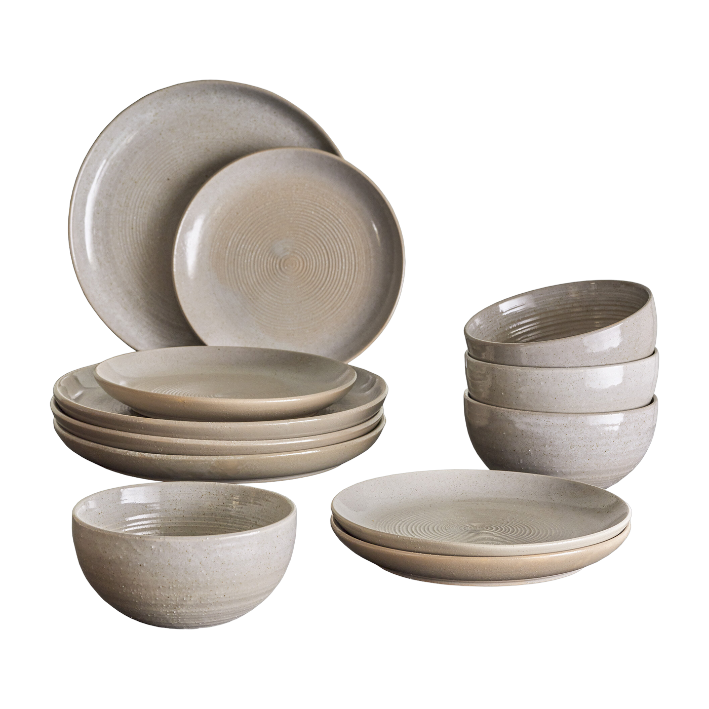 Taupe Geschirrset Grau Steingut - Bloomingville