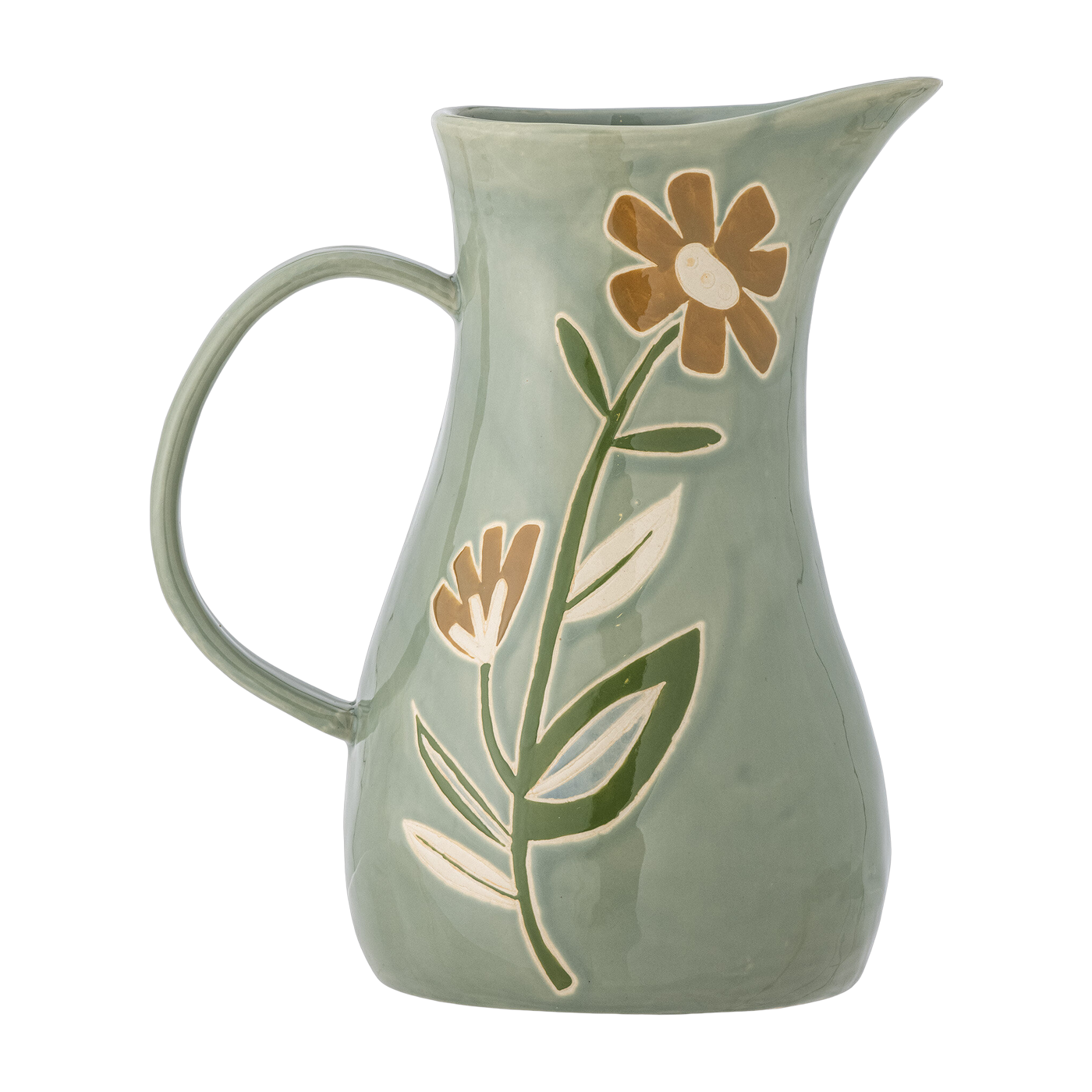 Krug Tanger aus Steingut mit Blumenmuster grün -. Bloomingville