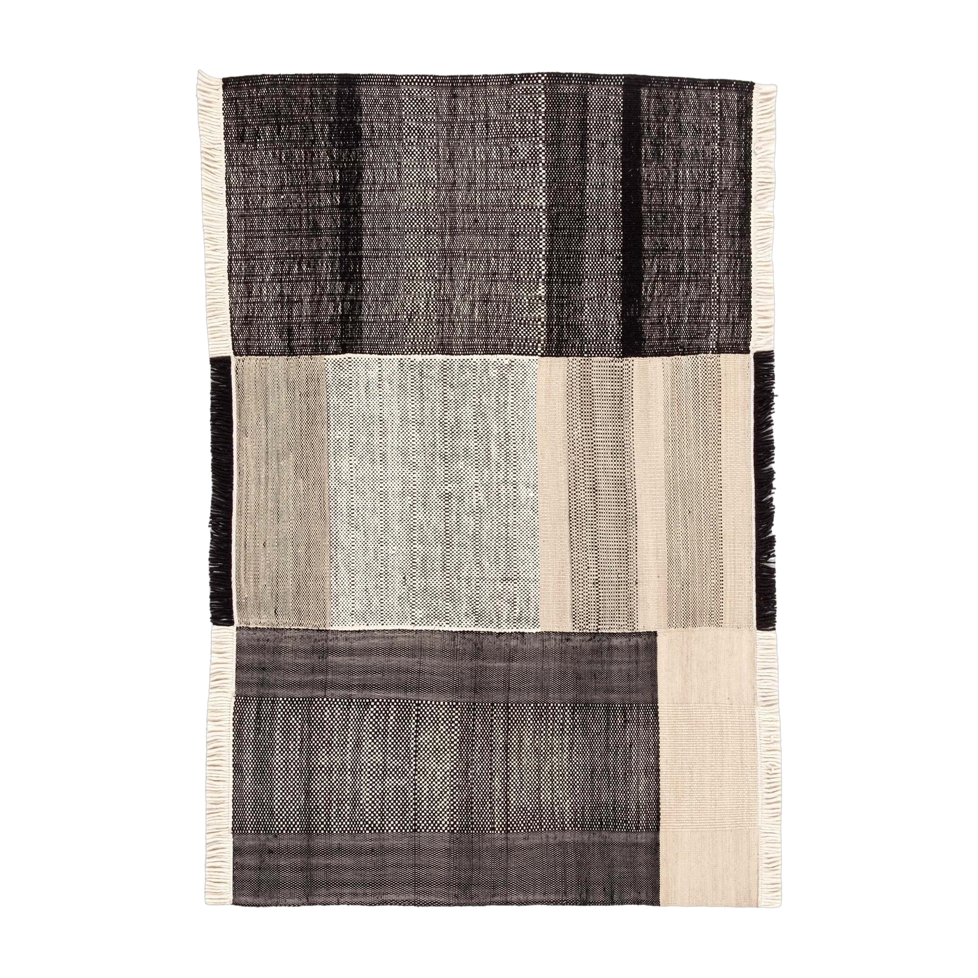 Outdoor alfombra rectangular dhurrie woven à la negro 170x240cm Tres - Nanimarquina