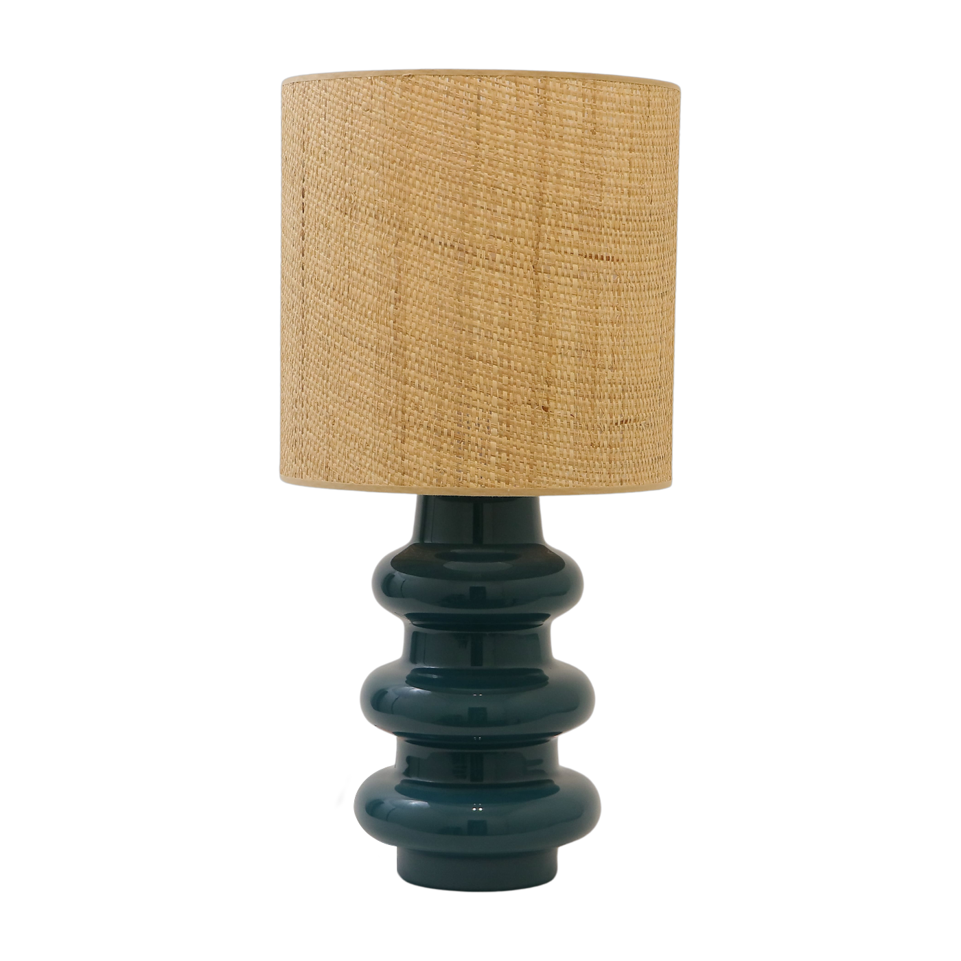 raphia Luzia Lampada in ceramica blu petrolio e - The Cool Republic