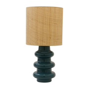 Petroleum blue ceramic lamp and raphia Luzia - The Cool Republic