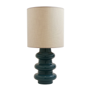 Petrolblaue Keramiklampe mit Hanf Luzia - - The Cool Republic