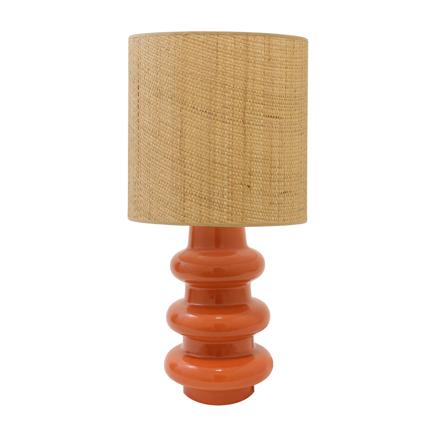 Lampada in ceramica arancione vintage e raphia Luzia - The Cool Republic